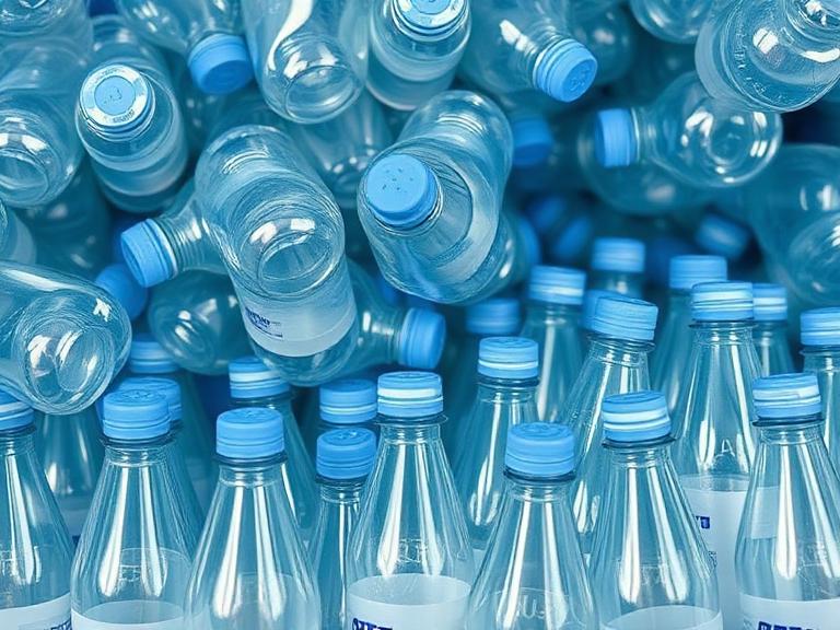 Sorted clear PET plastic bottles